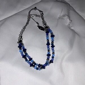 Ann Taylor Silver and Blue Beaded Bracelet